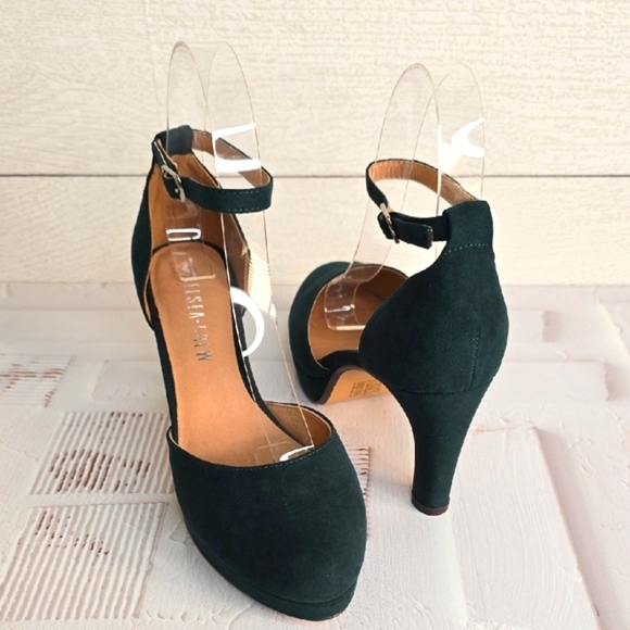 NWT Chelsea Crew Dark Green Ankle Strap Heels - Picture 1 of 8